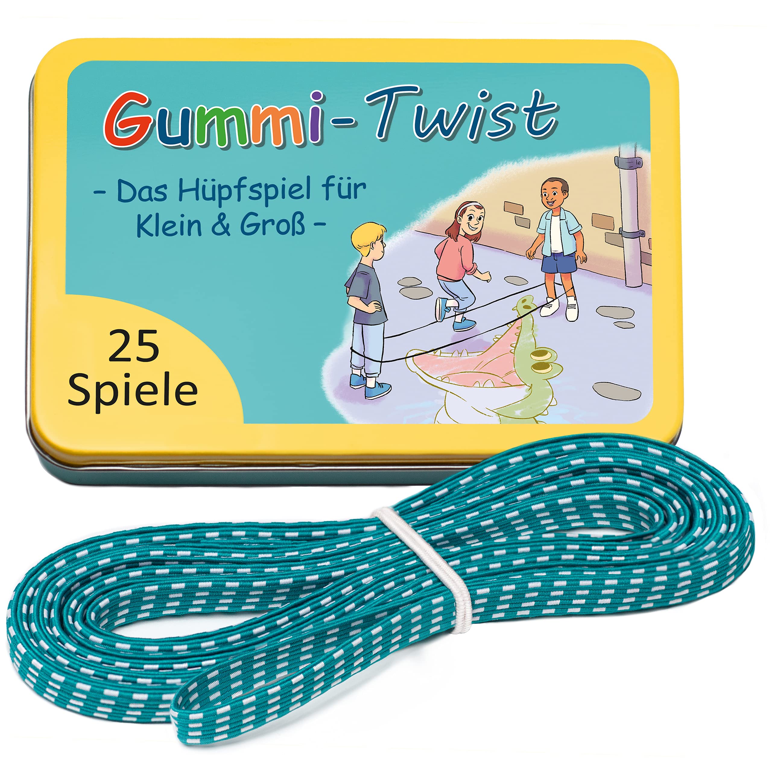 Gummitwist + Book with 25 Games, Indoor & Outdoor Toy for Children Ages 6-10 Years, Children's Games for Start of School Cone, Gifts for Girls and Boys