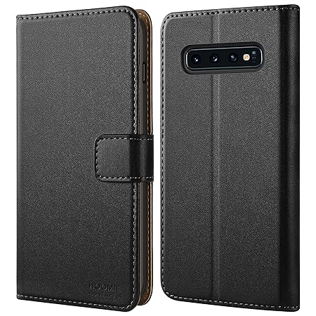 HOOMIL Handyhülle für Samsung Galaxy S10 Hülle, Premium Leder Flip Schutzhülle für Samsung Galaxy S10 Tasche, Schwarz