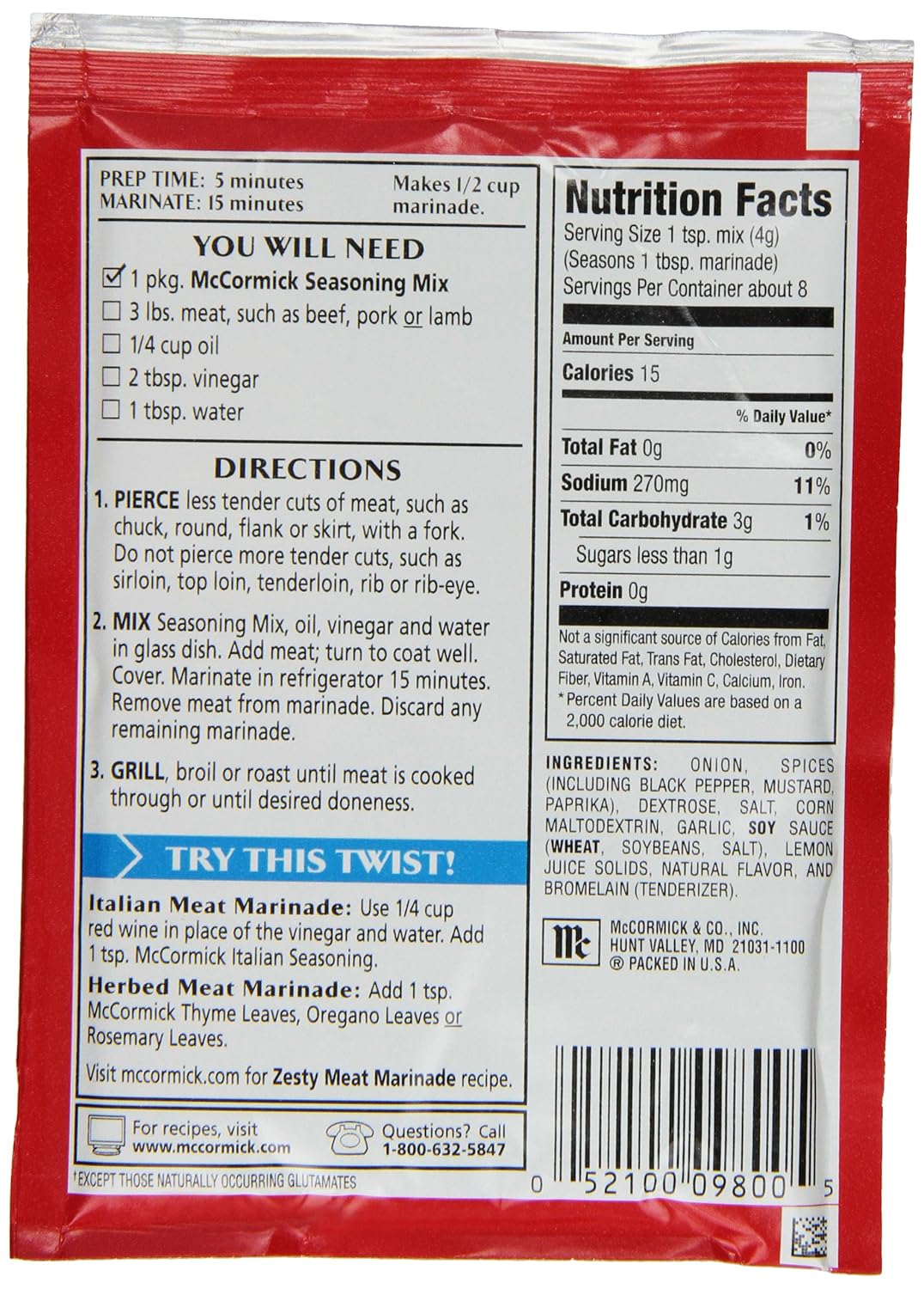 mccormick meat marinade