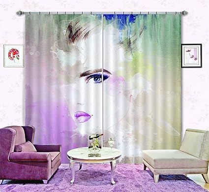 Amazon Com 3d Watercolor Beauty 5 Blockout Photo Curtain Print