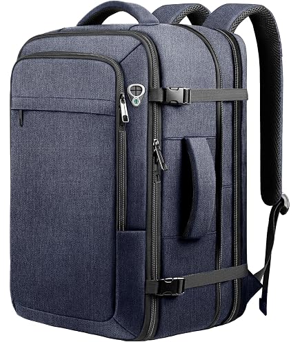 AREYTECO Large Travel Laptop Backpack for Men, 50L Carry On Backpack Flight Approved, Expandable Laptop Bag Water Resistant Overnight Weekender Gym Daypack Traveling Backpack, Traveler Gifts, Blue : Electronics