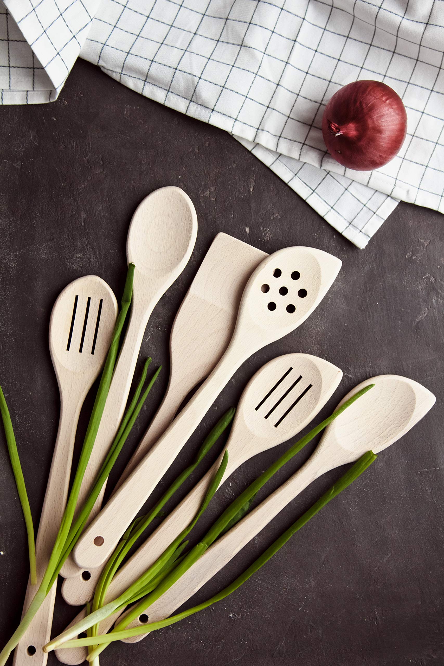 Healthy Cooking Utensils Set 6 Wooden Spoons For Cooking Natural