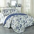 Waverly Traditions Maldives 3 Piece Quilted Pattern Bedding Set, Queen Bed Set with 2 Pillow Shams and Quilt, All Season and Machine Washable Queen Quilt Bedding Set, Porcelain