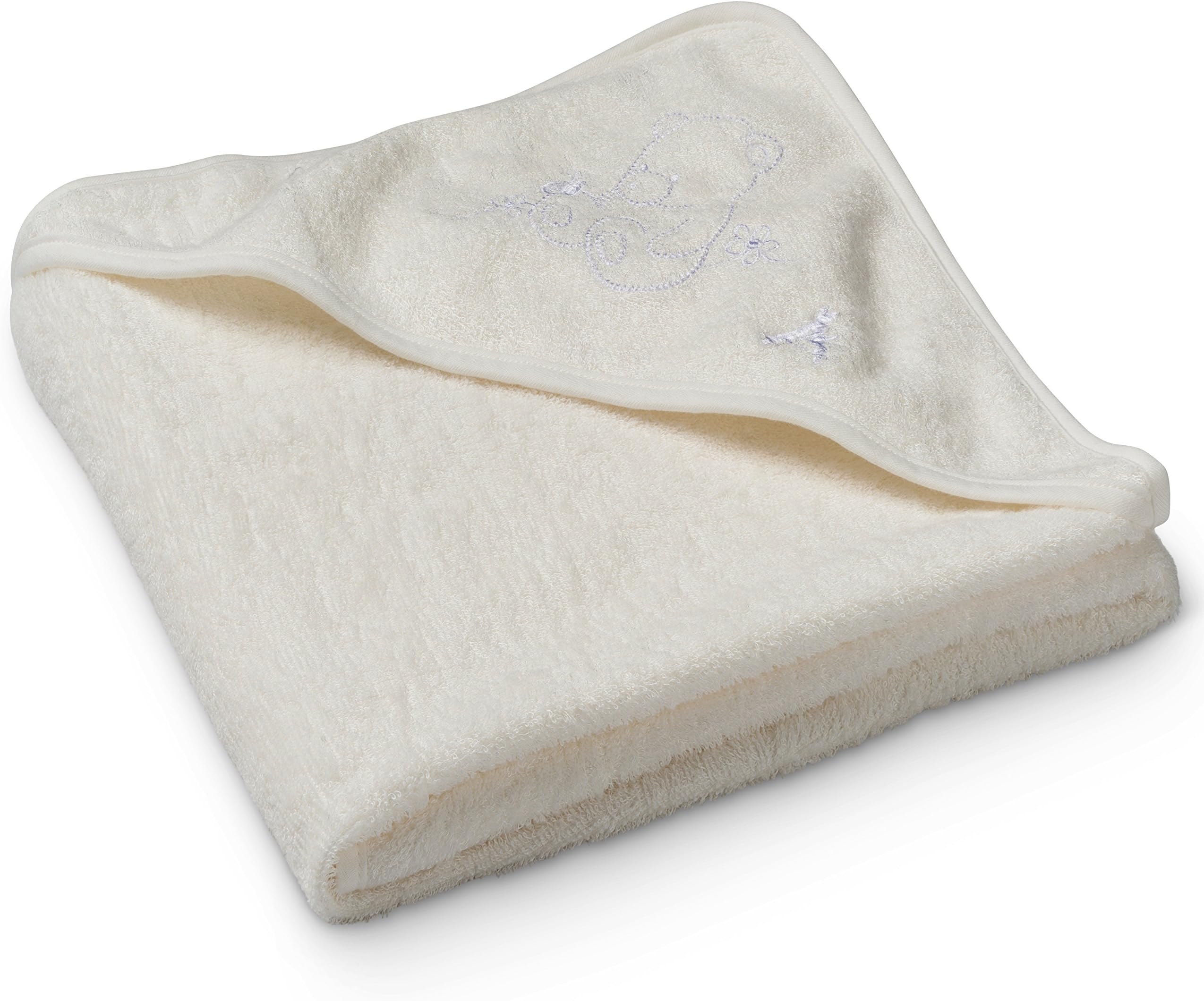 Avellim Soft Organic Bamboo Baby Hooded Towel - Extra Large - Highly Absorbent - Keeps Baby Dry & Comfortable - for Boys and Girls, Ideal Baby Shower Gift (White)