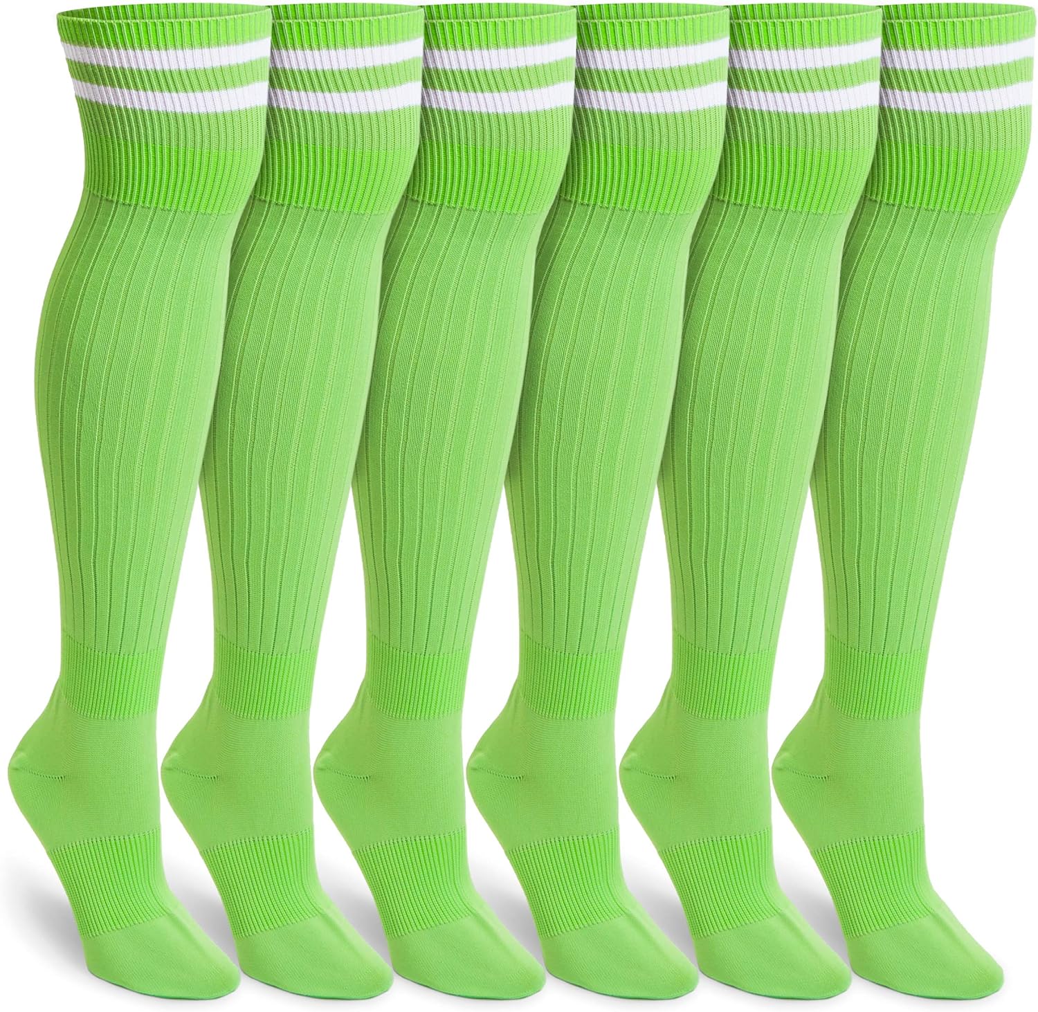 Green Knee High Soccer Socks (Unisex, Large, 3 Pairs): Clothing