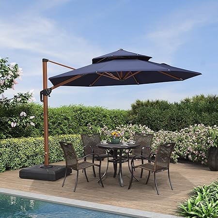 Amazon Com Purple Leaf 10ft Patio Umbrella Outdoor Round Umbrella Large Cantilever Umbrella Windproof Offset Umbrella Heavy Duty Sun Umbrella For Garden Deck Pool Patio Navy Blue Garden Outdoor