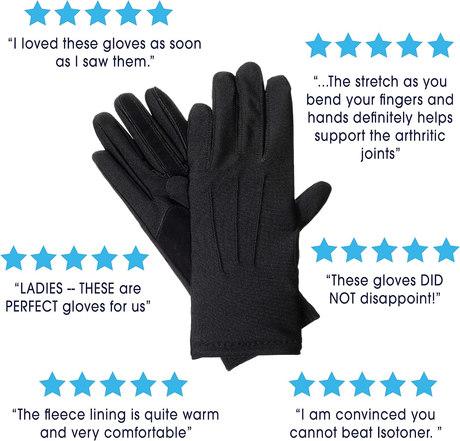 isotoner womens Stretch Classics Fleece Lined Winter Gloves, Black, One Size US at  Women’s Clothing store