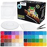 24,000 Mini Fuse Beads Kit for Adults - 48 Colors Tiny 2.6mm Beads, 5 Pegboards, 2 Tweezers - Compatible with Hama, Melty, Iron Craft - Bulk Storage