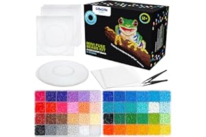 SHINSHIN CREATION 24,000 Mini Fuse Beads Kit for Adults - 48 Colors Tiny 2.6mm Beads, 5 Pegboards, 2 Tweezers - Compatible with Hama, Melty Beads, Iron Beads Craft - Bulk Storage