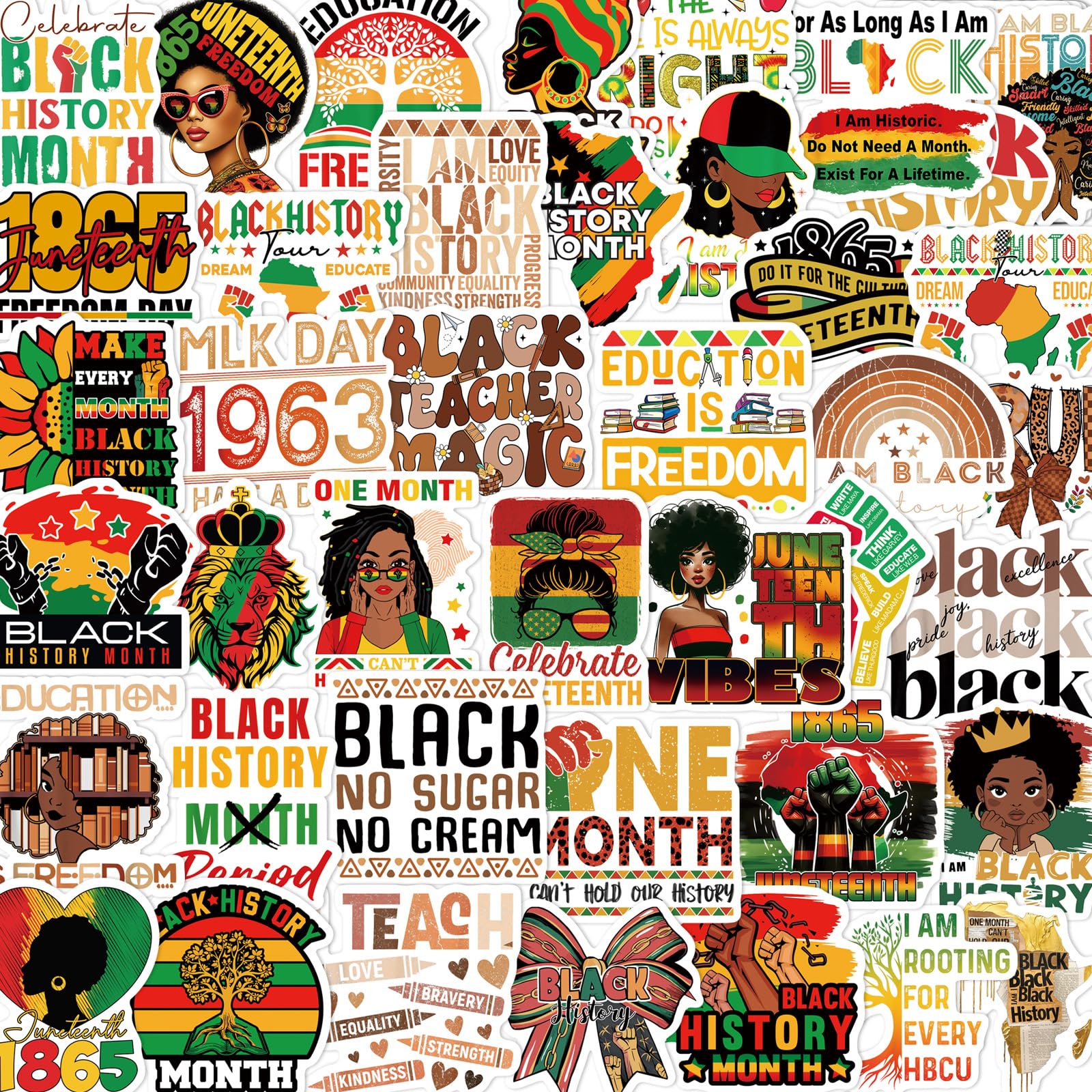 Black History Month Stickers for Adults - Aposwow 100 Pcs Black Women Water Bottle Stickers, Juneteenth Waterproof Scrapbook Decals for Women, Vinyl Sticker for Laptop Journaling Skateboard