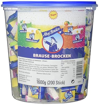 Frigeo Ahoj-Brause Brause-Brocken für den extra Brause-Kick in 4 Geschmacksrichtungen: Waldmeister, Zitrone, Orange und Himbe