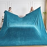 Serenhom 120x120 Inch Huge 10'x10' Extra Large Soft Cozy Fleece Blanket, Giant Seamless Oversized King California King Blanket Olive-Shaped Jacquard Pattern for Sofa, Family, Travel - Teal