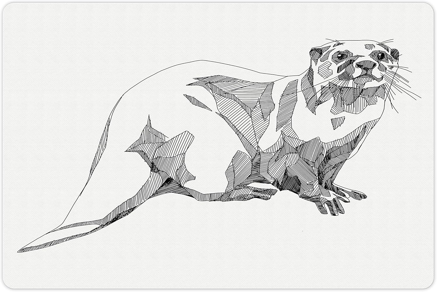 amazon com ambesonne black and white pet mat for food and water sketch otter monochrome with line art inspirations animal illustration rectangle non slip rubber mat for dogs and cats black white amazon com