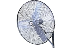K Tool International 77732; 30” Oscillating Wall Mounted Industrial Fan; Perfect Fan to Cool a Shop, Patio, or Barn, 3 Speed Motor, 6 Foot Power Cord, 7,930 Max CFM, Mounting Hardware included, Black