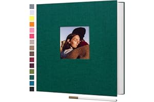 potricher Large Photo Album Self Adhesive 3x5 4x6 5x7 8x10 Pictures Linen Cover 40 Blank Pages Magnetic DIY Scrapbook Album with A Metallic Pen (Dark Green)