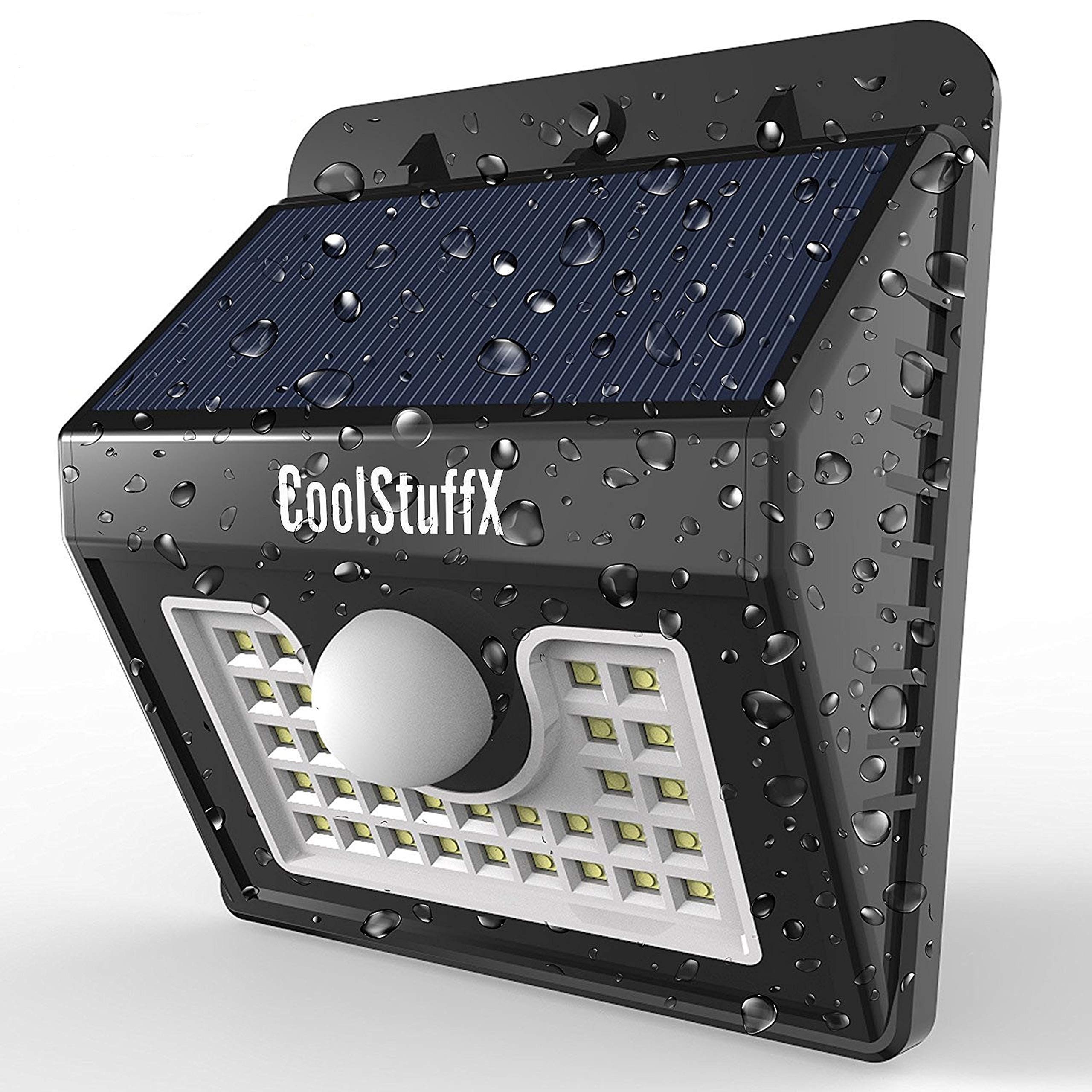 Coolstuffx 30 LED Motion Sensor Solar Security Lights. Waterproof, Sensitive Wide Angle Sensor, Ultra Bright LED, Smart Lighting Modes, Security for Gardens, Driveway, Yard, Front Door (Pack of 1)