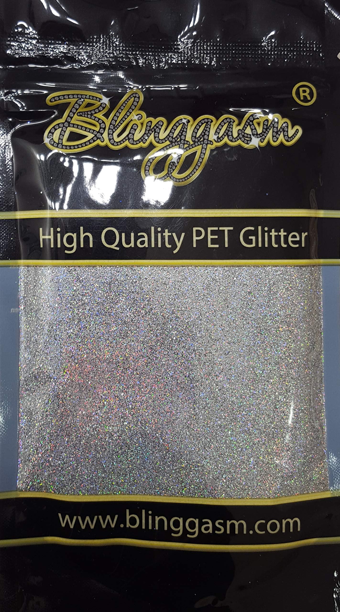 Blinggasm Premium Solvent Resistant Polyester Multi Purpose Glitter 3.5 oz for Crafts Tumblers Wine Glass Decoration Wedding Cards Nails Cosmetic Face Body Paint (Silver Holographic)