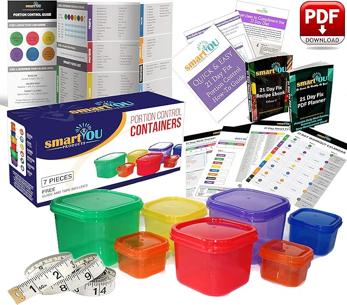 SmartYOU 7 Piece Portion Control Containers Kit COMPLETE GUIDE FREE smartyou-7-piece-portion-control-containers-kit-complete-guide-free