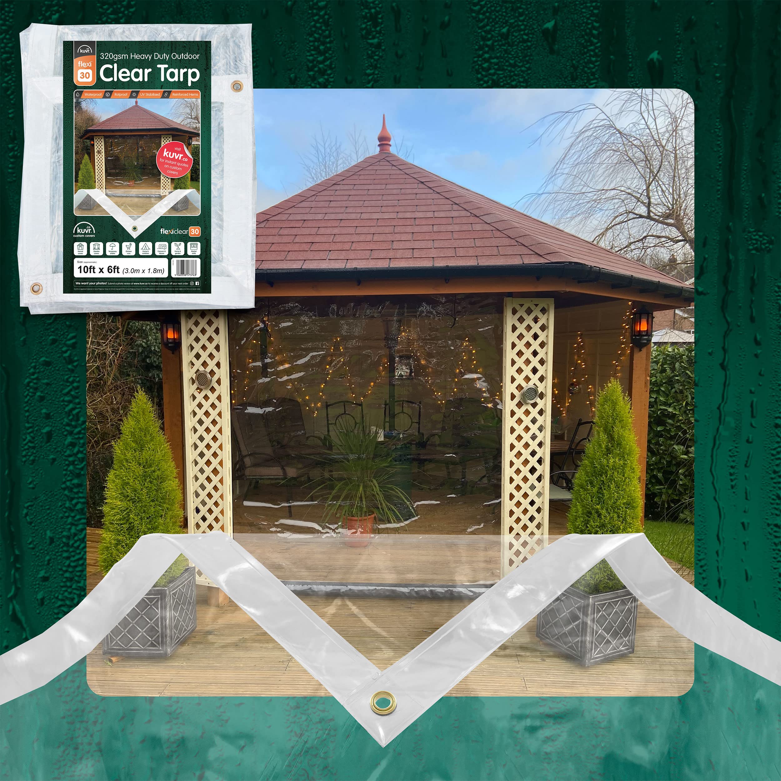 BISHOP Ultra Glass Clear Tarpaulin, Heavy Duty Waterproof Sheet, Transparent Rabbit Run Covers