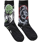 STAR WARS Darth Vader and Yoda Men's Crew Socks 2 Pair Pack Shoe Size 6-12