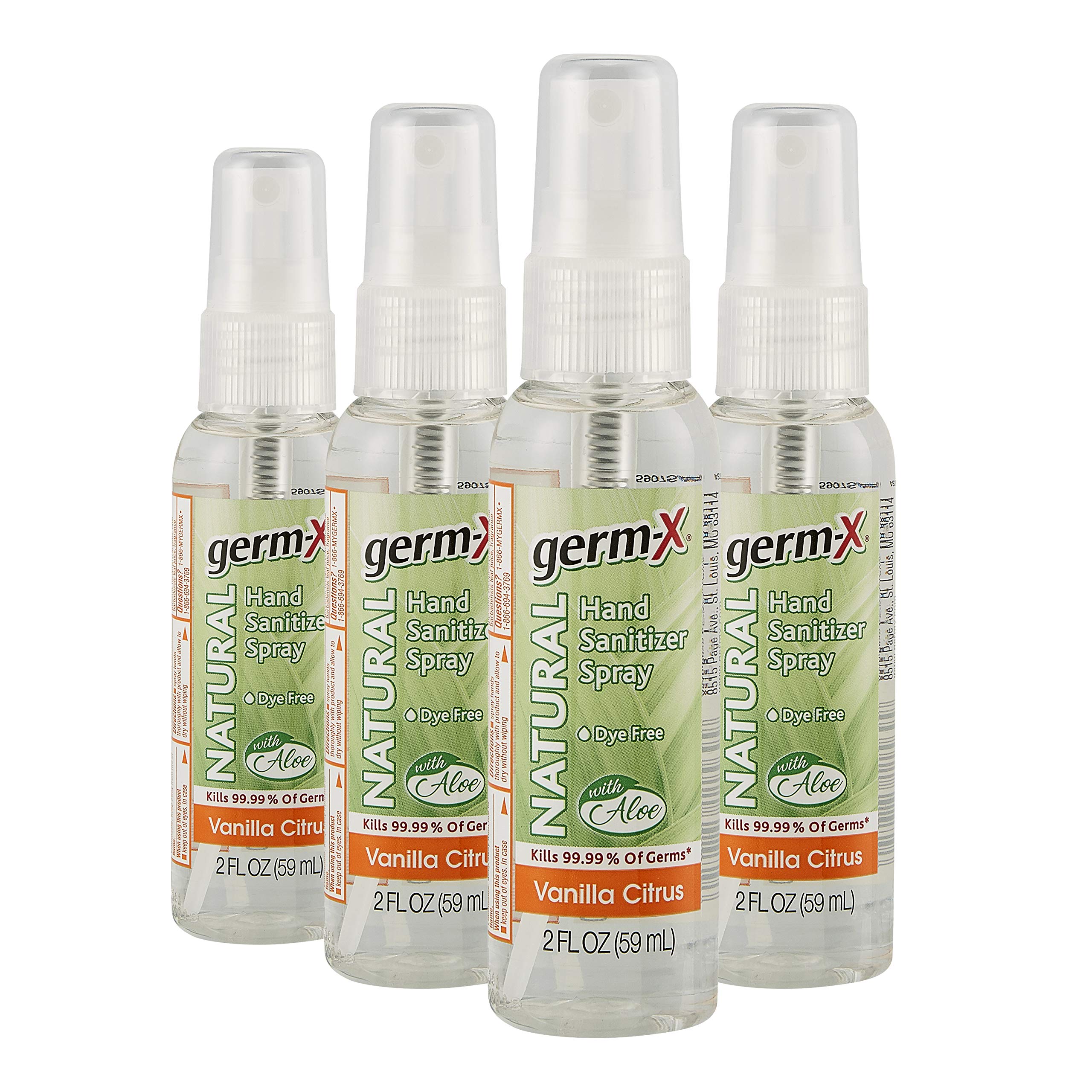GermX Natural Hand Sanitizer Spray, Vanilla Citrus, Travel Size, 2