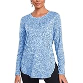 Absttith Women's Long Sleeve Workout Shirts Running Yoga Tops Athletic Sport Tee Side Split