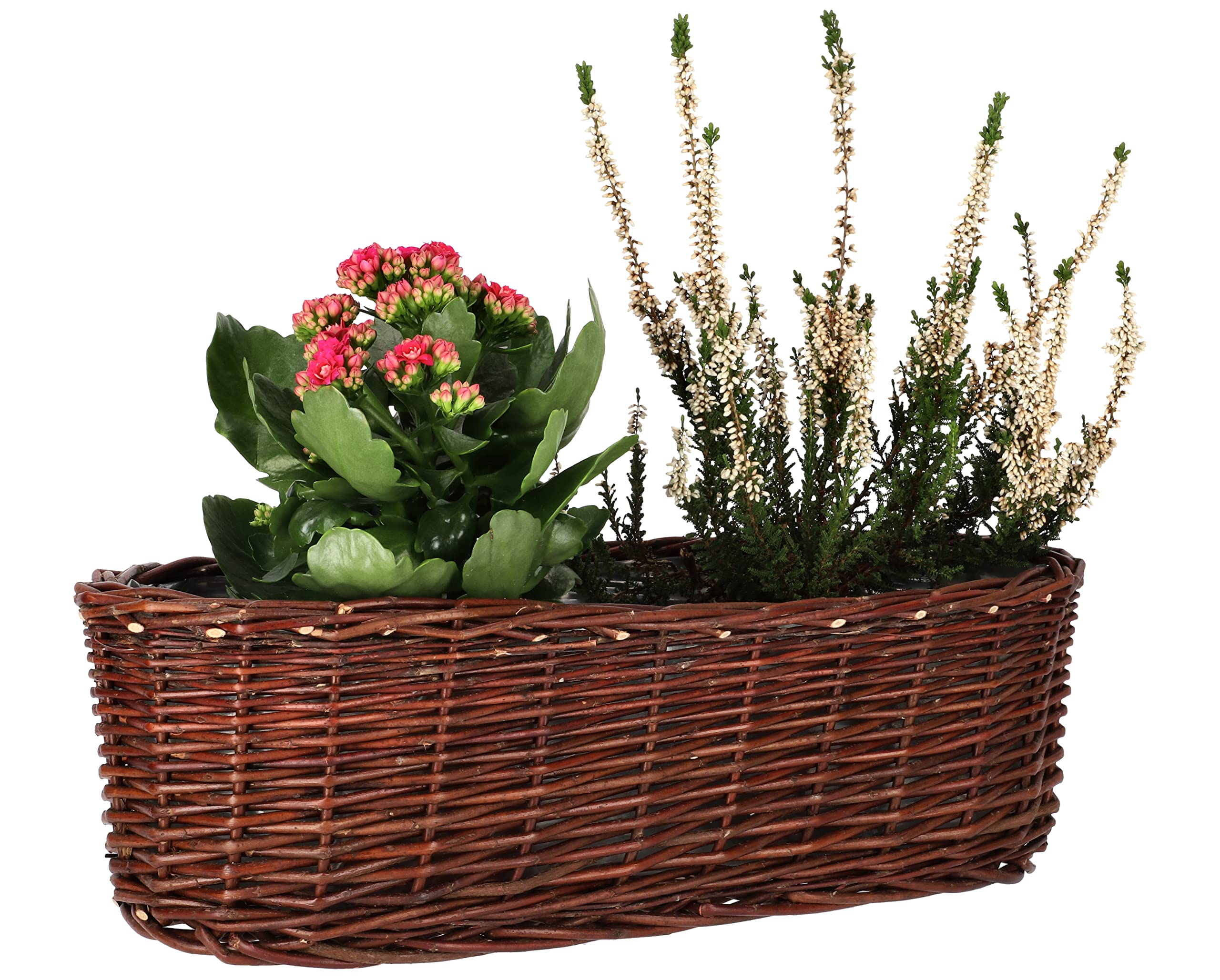 KOTARBAU® Wicker Planter Flower Pot Oval for Flowers Plants Natural Basket 40 cm Flower Box Rattan Wicker Basket