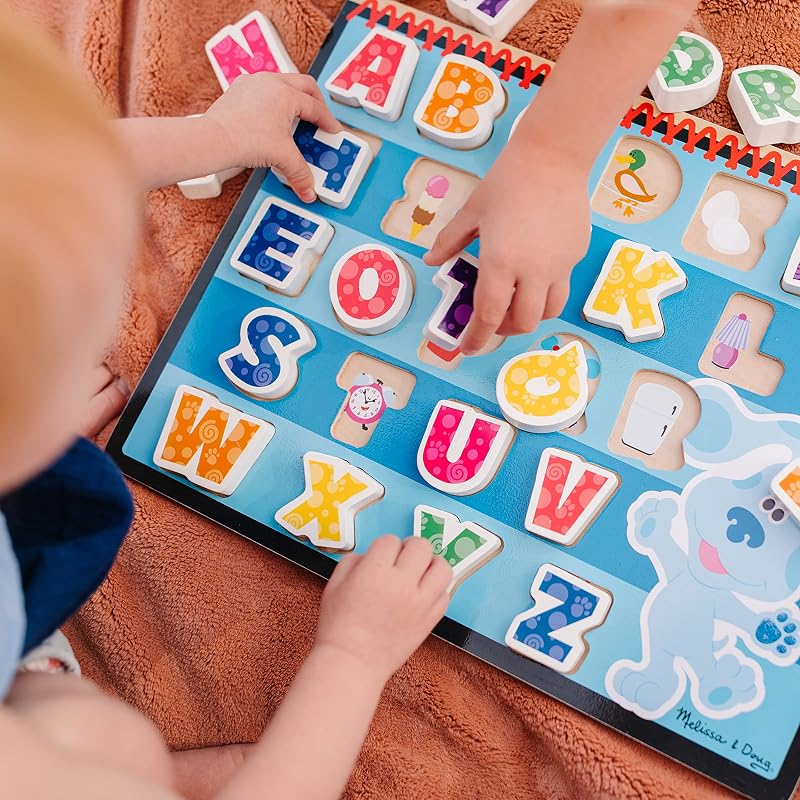 Blue's Clues & You, Puzzle Lettere Alfabeto, 26 Pezzi, Gioco Montessori, Gioco Legno, Multicolore, Gioco Educativo, Regalo Bambini e Bambine