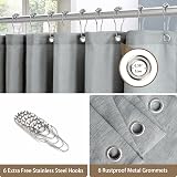 Waterproof Narrow Shower Curtain 92x182cm Grey Linen Fabric view 3