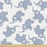 Ambesonne Cartoon Animal Fabric by The Yard, Pastel