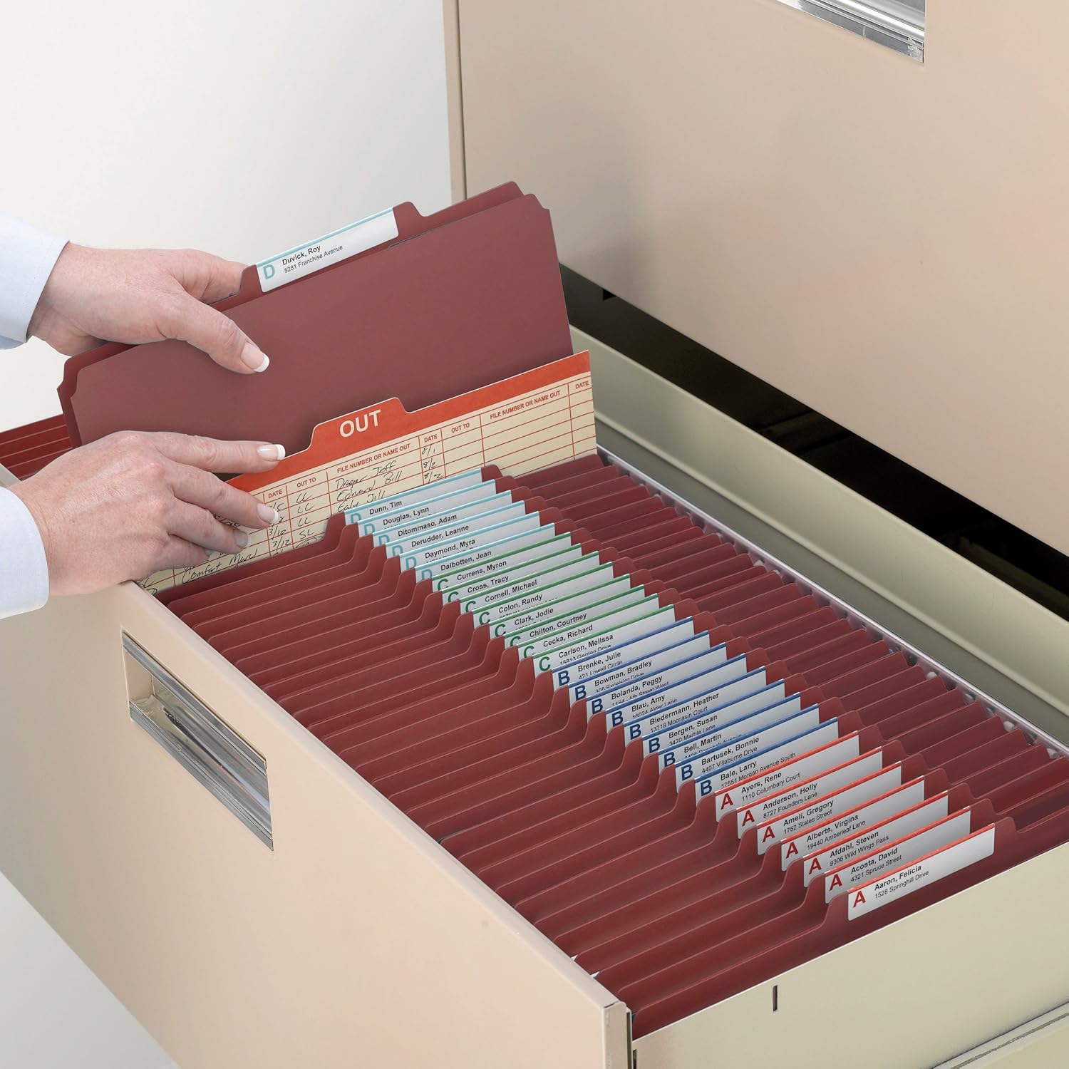 Smead Pressboard Classification File Folder with SafeSHIELD Fasteners, 1 Divider, 2" Expansion, Legal Size, Red, 10 per Box (18775) : Top Tab Classification Folders : Office Products