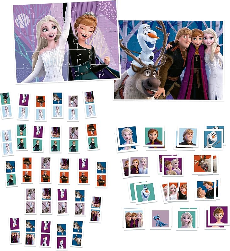 - Superpack Frozen Elsa 4 en 1 | Puzzle 4 5 3 Años, Juego Mesa Niña | 2 Puzzles 25 y 50 Piezas, Dominó 28 Fichas, Memory | Regalo Niña 3 4 5 Años (19737)