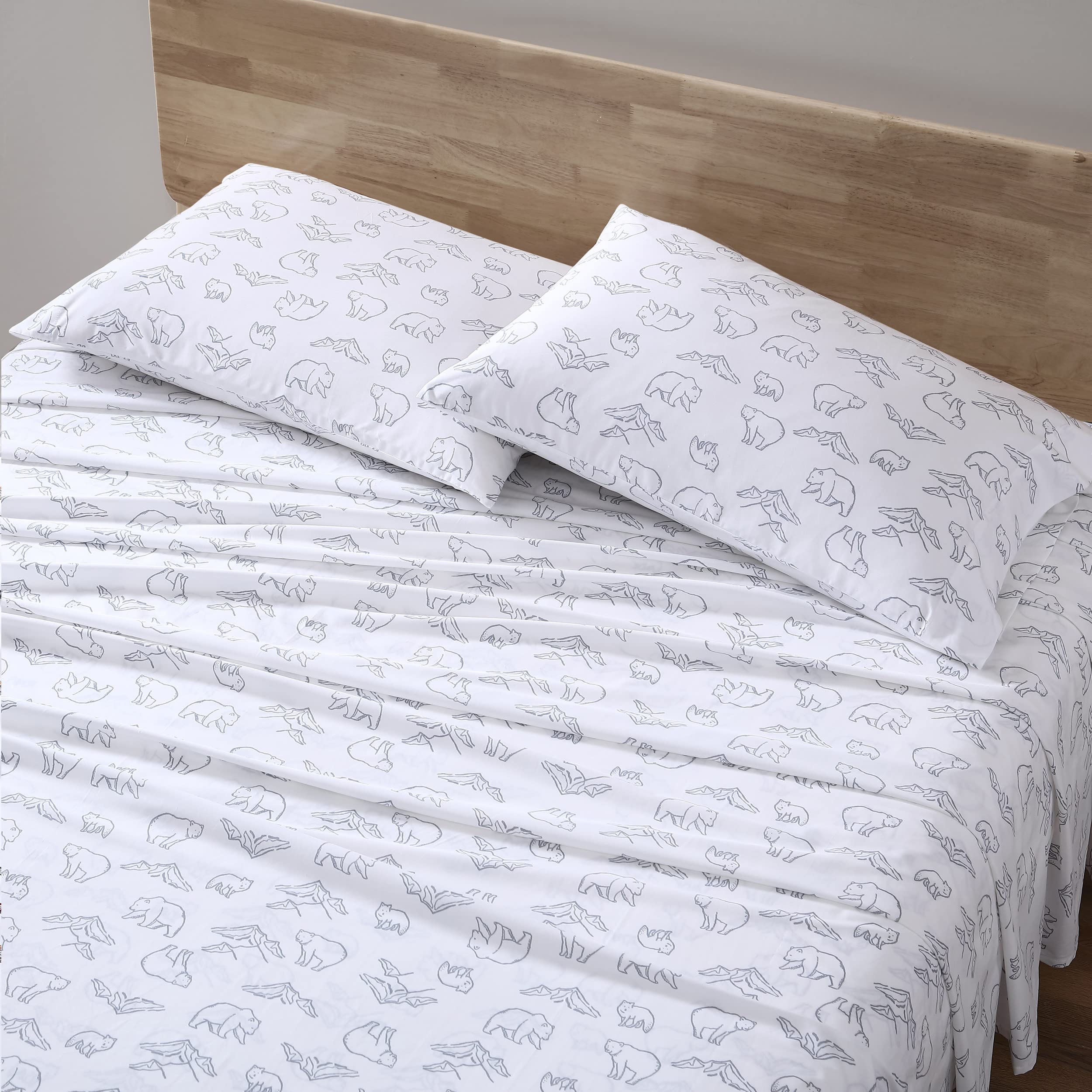 Eddie Bauer- Twin Sheet Set, Cotton Percale Bed Sheets, Crisp & Cool, Lightweight & Breathable, Dorm Essentials (Smokey Bear Camp Grey, Twin) Image Eddie Bauer- Twin Sheet Set, Cotton Percale Bed Sheets, Crisp & Cool, Lightweight & Breathable, Dorm Essentials (Smokey Bear Camp Grey, Twin) Image