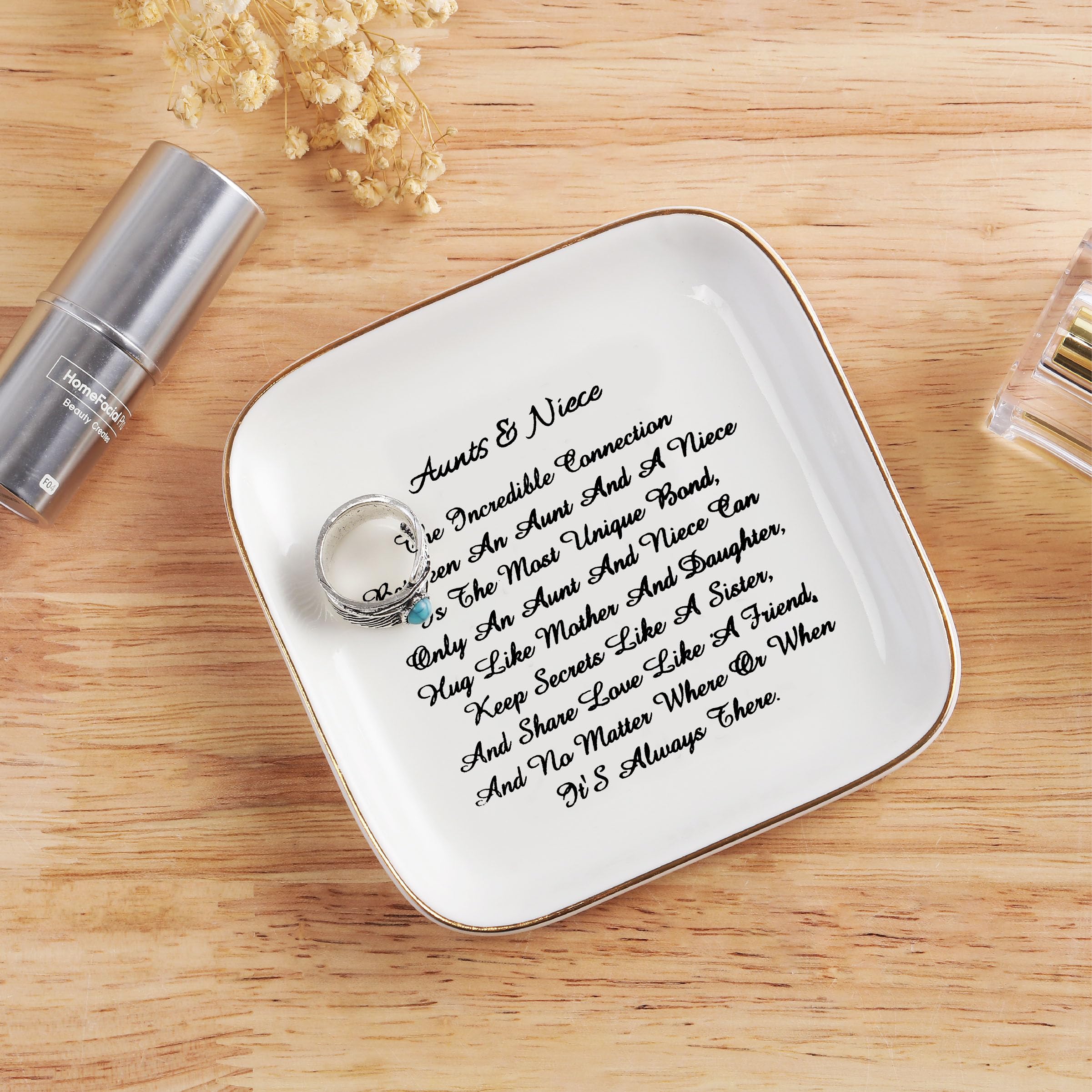 PUDDING CABIN PUDDING CABIN Aunt Gifts from Niece for Mother's Day, “Aunts & Niece” Trinket Dish Ring Holder Gifts for Aunt Mother's Day Aunts Birthday, Thanksgiving, Christmas, Aunt Niece Mother's Day Gifts