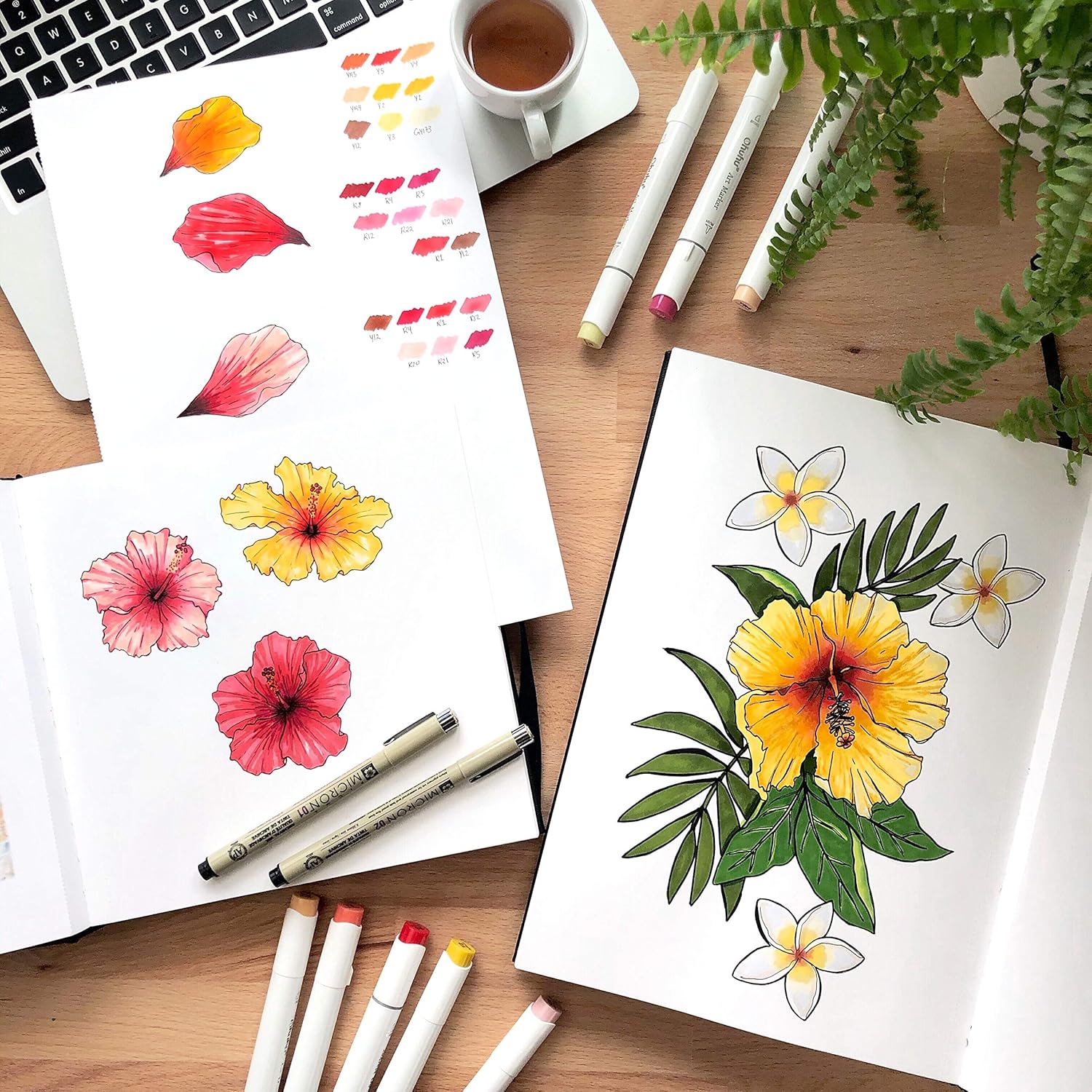 Ohuhu Marker Pads Art Sketchbook, 8.3"×8.3", Portable Square Size, 120 LB/200 GSM Drawing Papers, 78 Sheets/156 Pages, Hardcover Sketch Book, Specially Designed for Alcohol Markers Christmas: Office Products