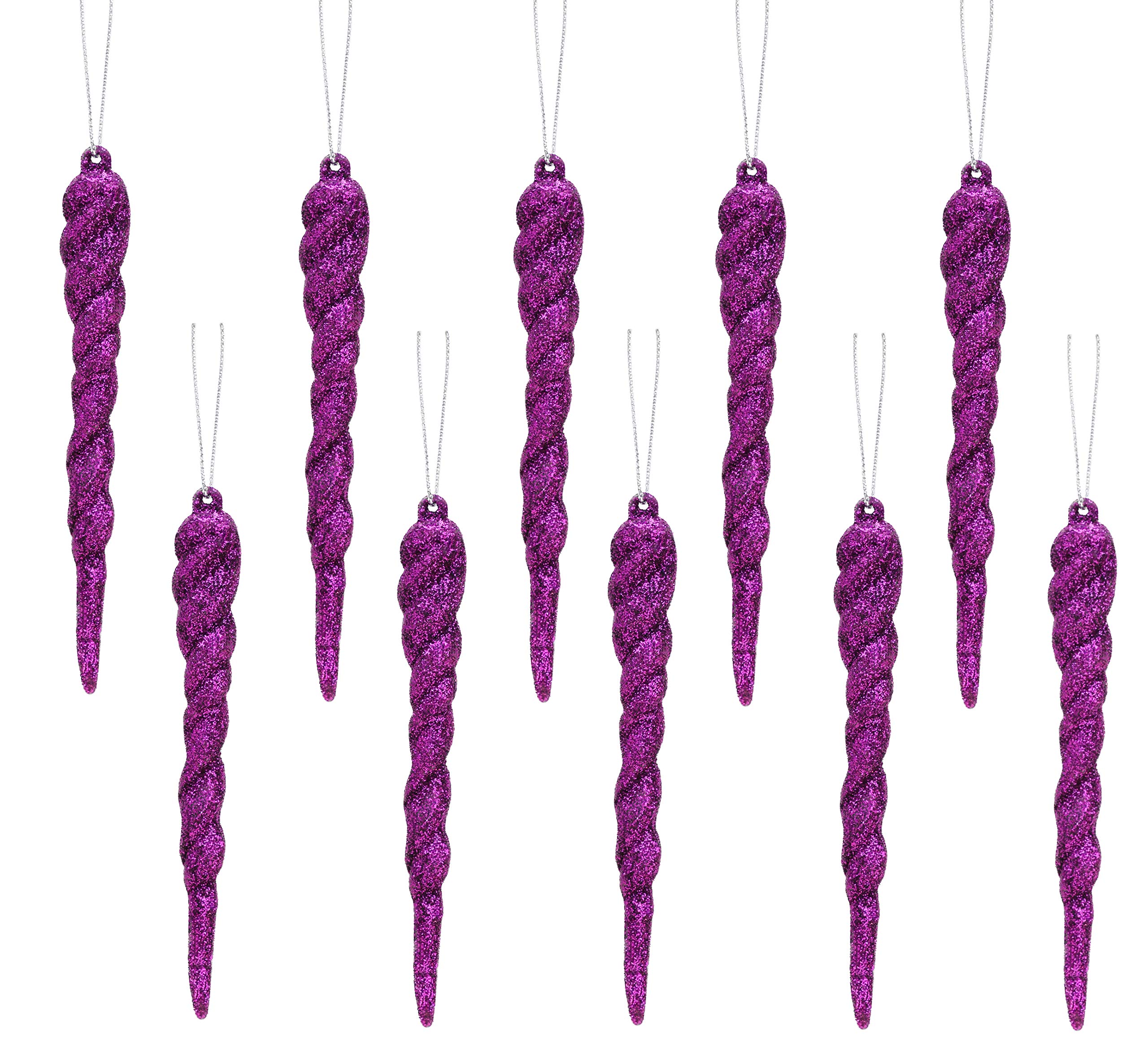Christmas Concepts® 12cm Glitter Icicle Decorations Christmas Tree Trims (PURPLE, 10) — image 1