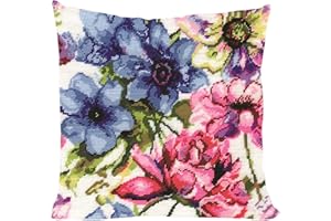 Tobin 2619 Stitched in Acrylic Yarn Watercolor Floral Needlepoint Kit, 12" by 12", Multicolor