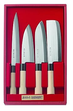 Herbertz 4-teiliges Set japanischer Kochmesser, Stahl 420J2 Messer, Mehrfarbig, One Size