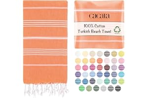 Cacala Lightweight and Thin Turkish Beach Towel 100% Cotton Sand-Free and Quick-Drying Goodness Perfect as an Extra Large Travel Towel, Beach Accessory, or Gift for Beach Lovers, 37 x 70
