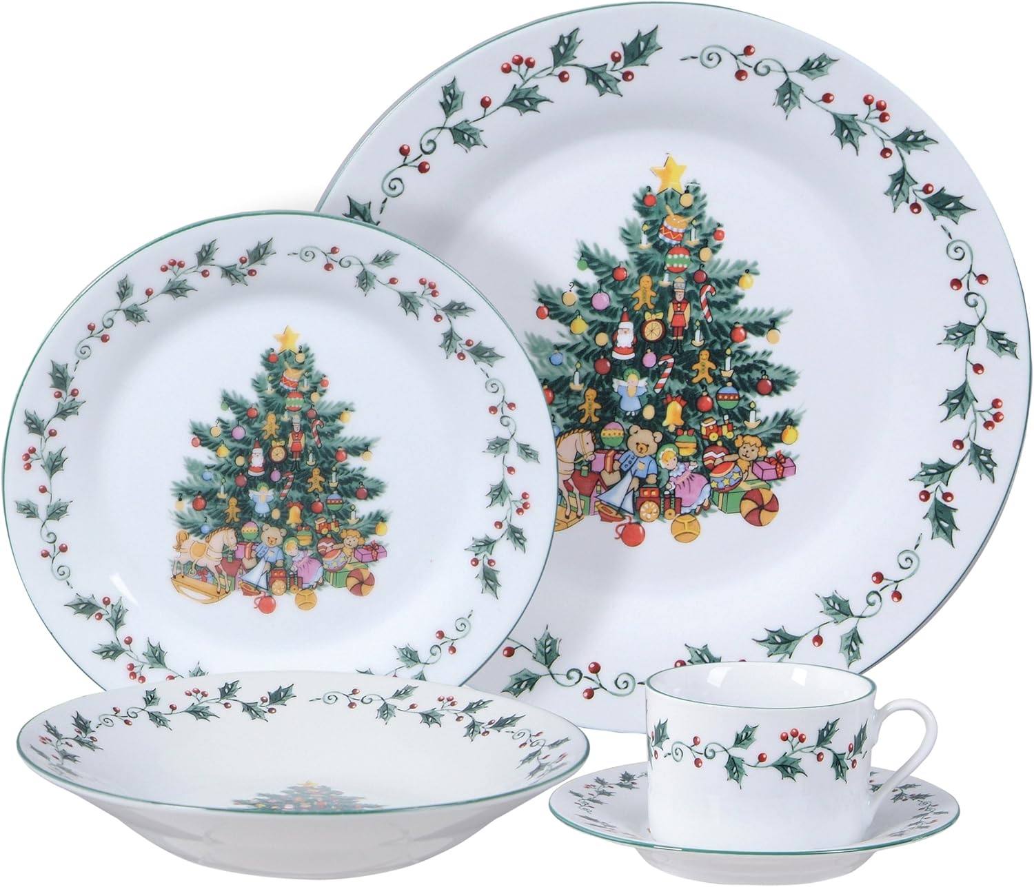 Dinner Service Sets Home & Garden GIBSON 20-pc POINSETTIA HOLIDAY DINNERWARE SET DINNER PLATES 