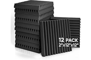 Fstop Labs Acoustic Panels, 2" X 12" X 12" Acoustic Foam Panels, Studio Wedge Tiles, Sound Panels wedges Soundproof Foam Padding Sound Insulation Absorbing