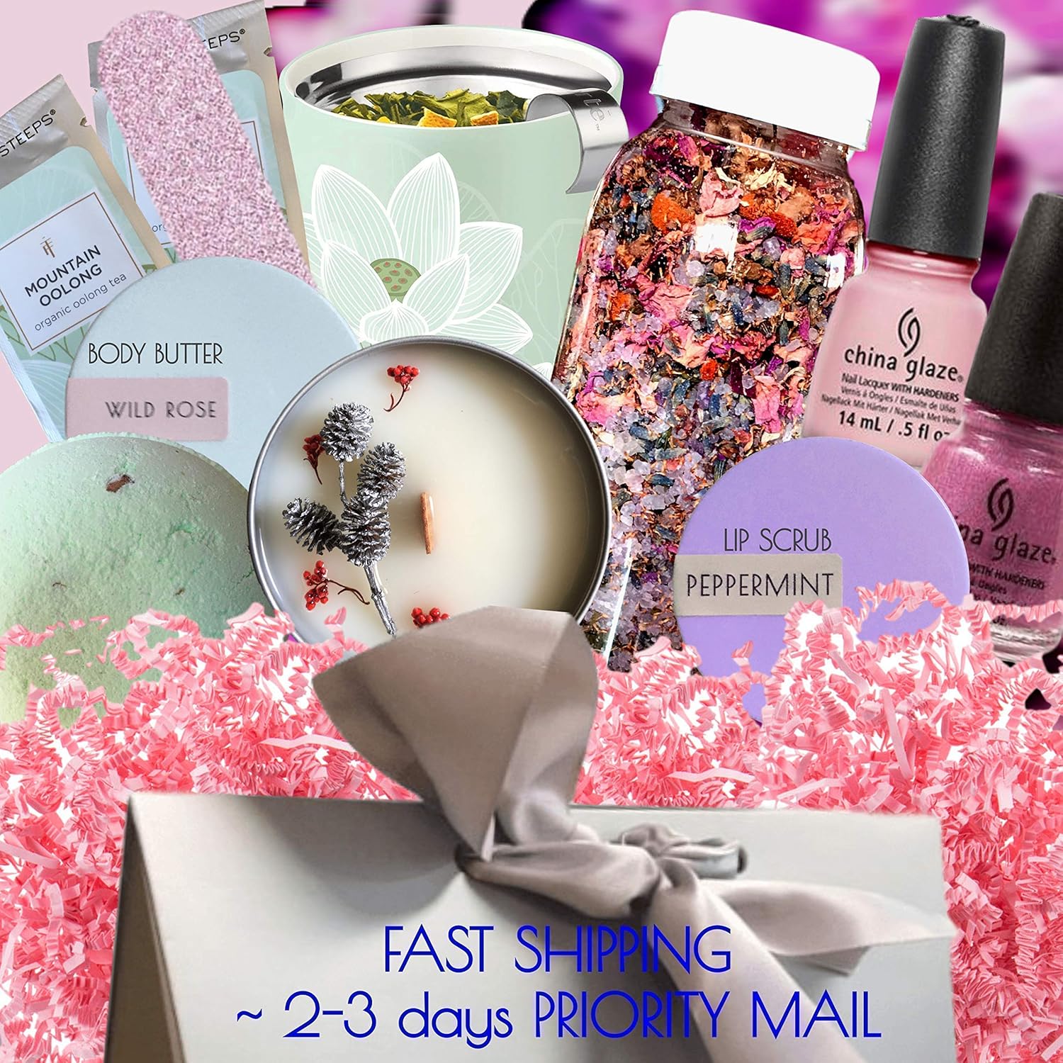 SPA GIFT SET, Spa Gift Box Tea & Bath Birthday Gift Baskets