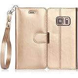 FYY Case for Galaxy S7, [Top-Notch Series] Premium PU Leather Wallet Case Protective Cover for Samsung Galaxy S7 Gold