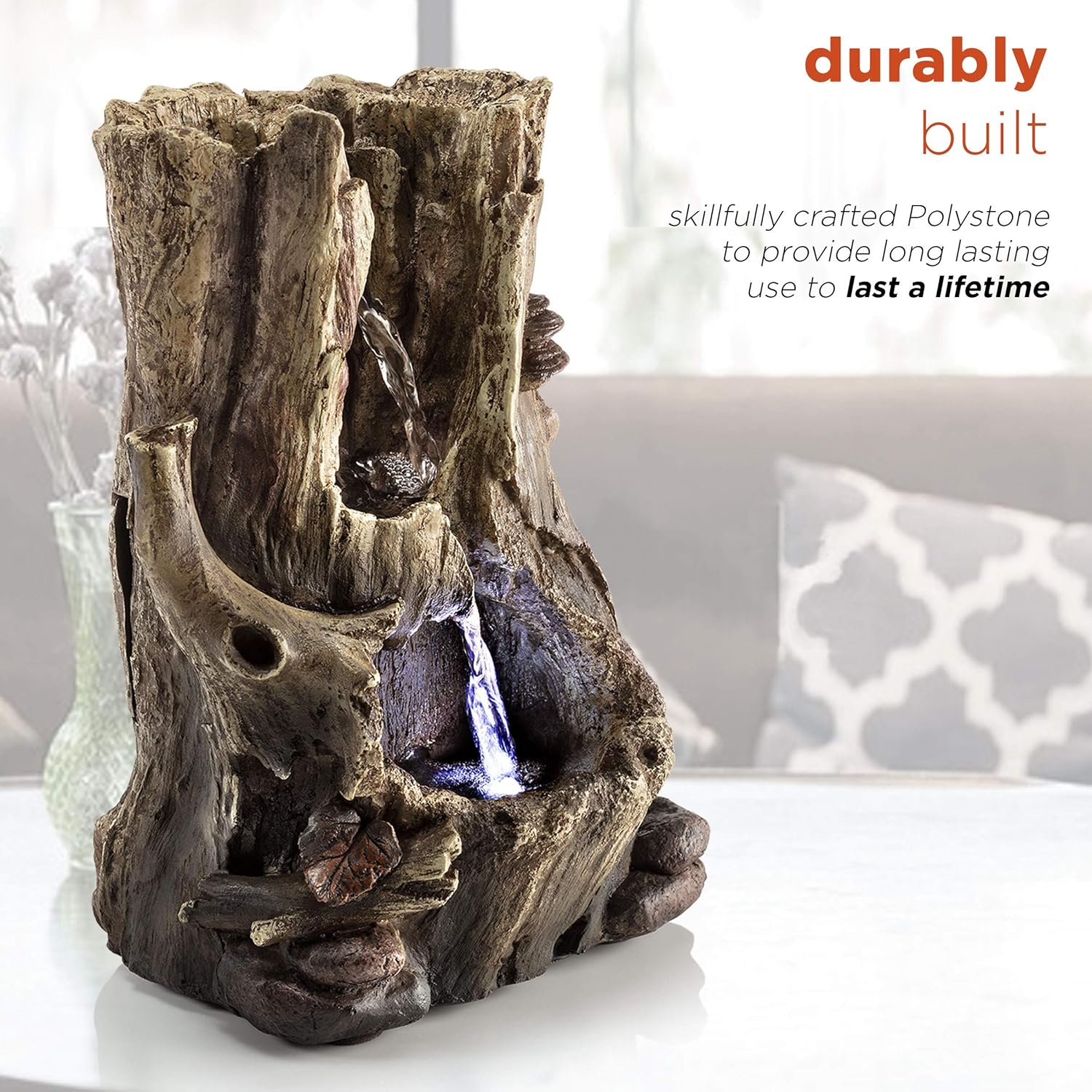 Alpine Corporation 11" Tall Indoor Rainforest Tabletop Fountain with LED Lights : Tabletop Fountains : Garden & Outdoor