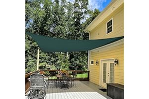 TANG 16' x 20' Sun Shade Sail Rectangle Outdoor Canopy UV Block Sunshades for Patio, Square Shade Cloth for Backyard Porch Deck Garden Pergola Cover, Dark Green