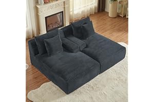 IHDKO 78” Oversized Double Chaise Lounge Indoor, Corduroy Sleeper Sectional Couch, Upholstered Boneless Cloud Sofa Deep Seat, Comfy Plush Chair Bed for Living Room