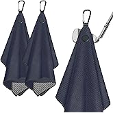 2 Pack Magnetic Golf Towels with Clips, Steel Wire Cleaning Cloth, Ultra Absorbent Microfiber, Waffle Pattern Golf Towel with Magnet for Men Women, Golf Accessories for Golf Bags, Carts or Clubs
