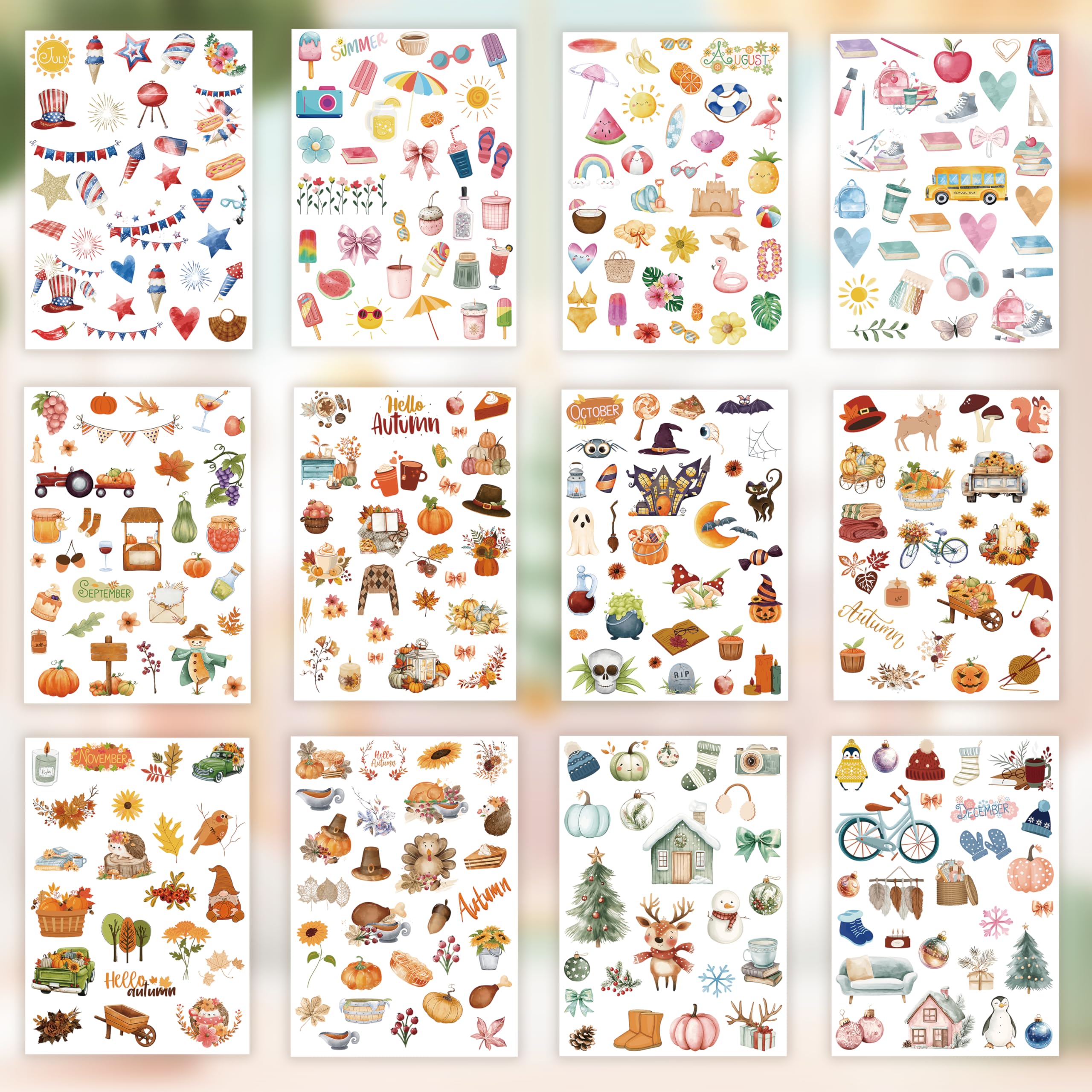 Planner Stickers (24 Page, 1000+ Stickers, Multicolor, Paper, Vintage Style, Holiday & Seasonal Themed, Planner & Scrapbook Accessories)