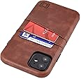 Dockem Wallet Case for iPhone 11: Built-in Metal Plate for Magnetic Mounting & 2 Credit Card Holders (6.1" Exec M2, Synthetic Leather, Brown)