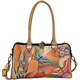 Anna by Anuschka Women's Hand-Painted Genuine Leather Multi Compartment Satchel